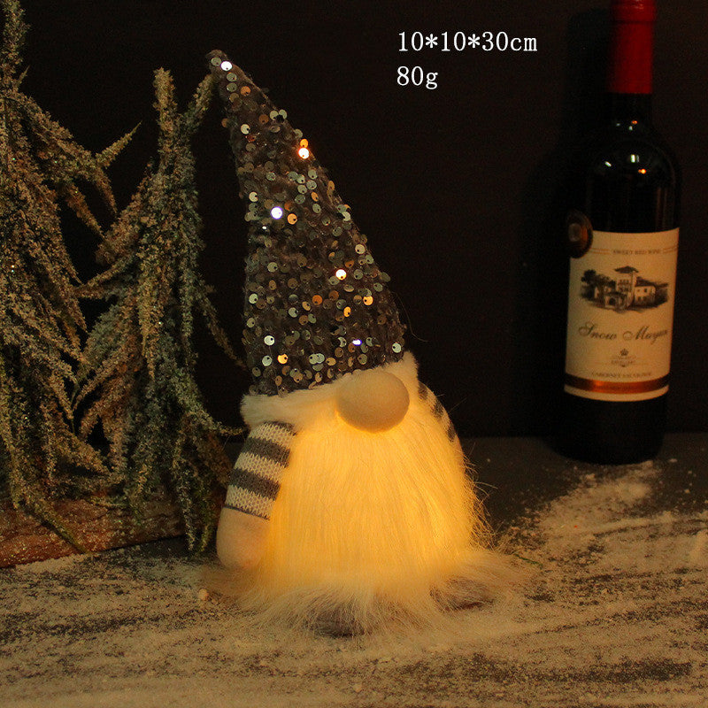 Christmas Decoration Sequins With Lights Rudolph Doll