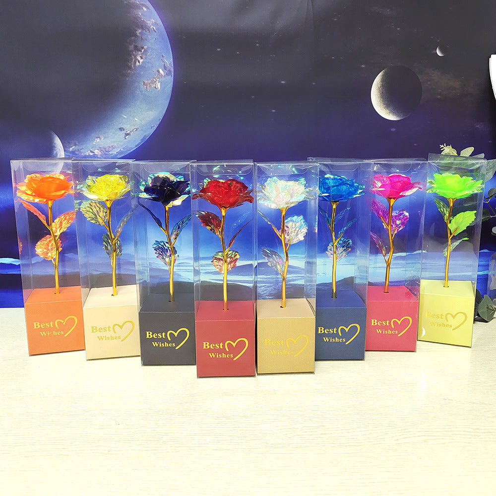 Colorful Gold-Foil Rose – Artificial Eternal Flower Gift for Valentine’s Day, Mother’s Day, and Christmas