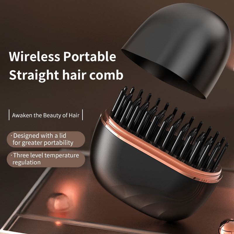 Mini Wireless Hair Straightening Comb – Portable Rechargeable Hair Styler with Safe Heat Technology for Smooth, Shiny Hair