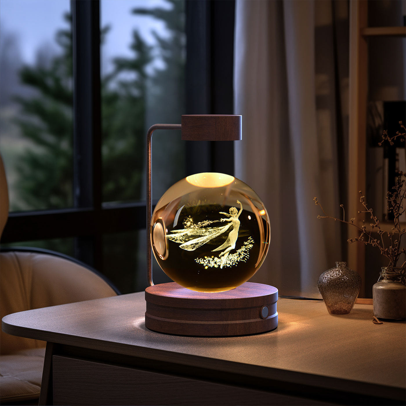 Crystal Ball Cosmic Dinosaur Night Light – USB Powered Warm Bedside Lamp for Kids & Home Decor