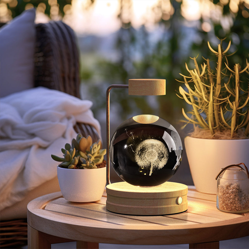Crystal Ball Cosmic Dinosaur Night Light – USB Powered Warm Bedside Lamp for Kids & Home Decor